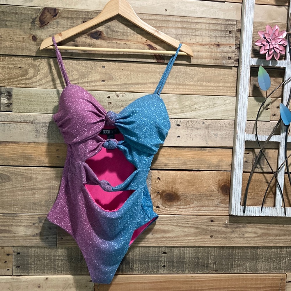 Beach Riot Pink and Blue Glitter One Piece